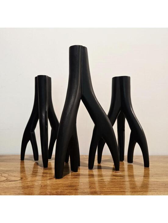 Other - ✨️NEW✨️ Set of 3 Bazar Bizar Triple Twig Hand-Carved Wood Candle Holders